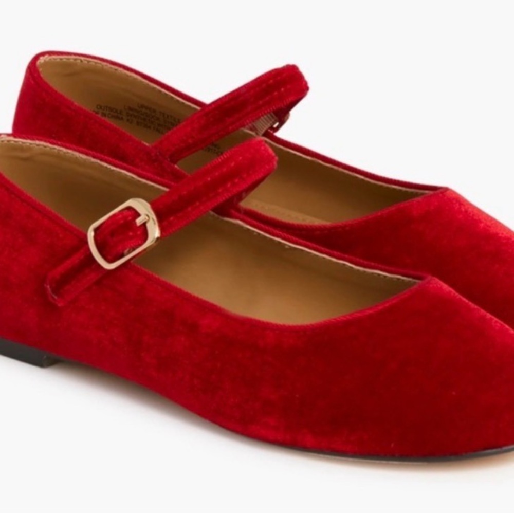 J. Crew Kids Red Velvet Dress Shoes
